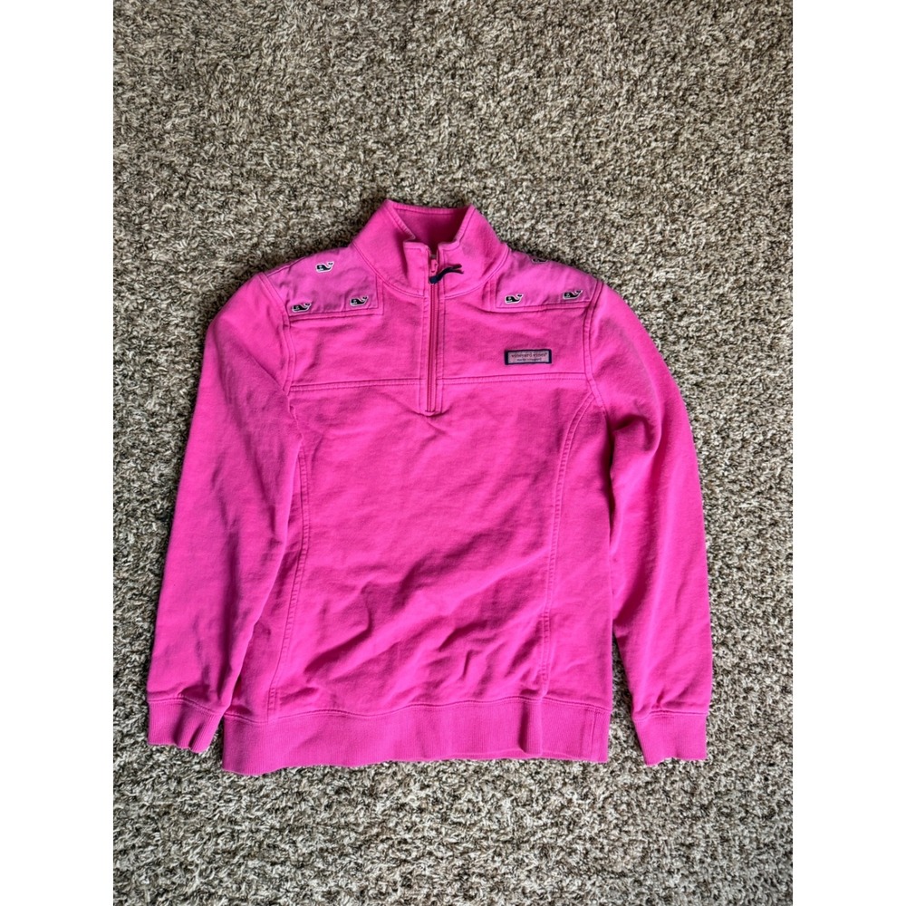 Vineyard Vines Womens Pink Whale Embroidered Shep Shirt Quarter Zip Pullover XS